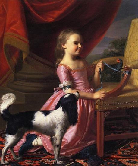 John Singleton Copley Young lady with a Bird and dog oil painting picture